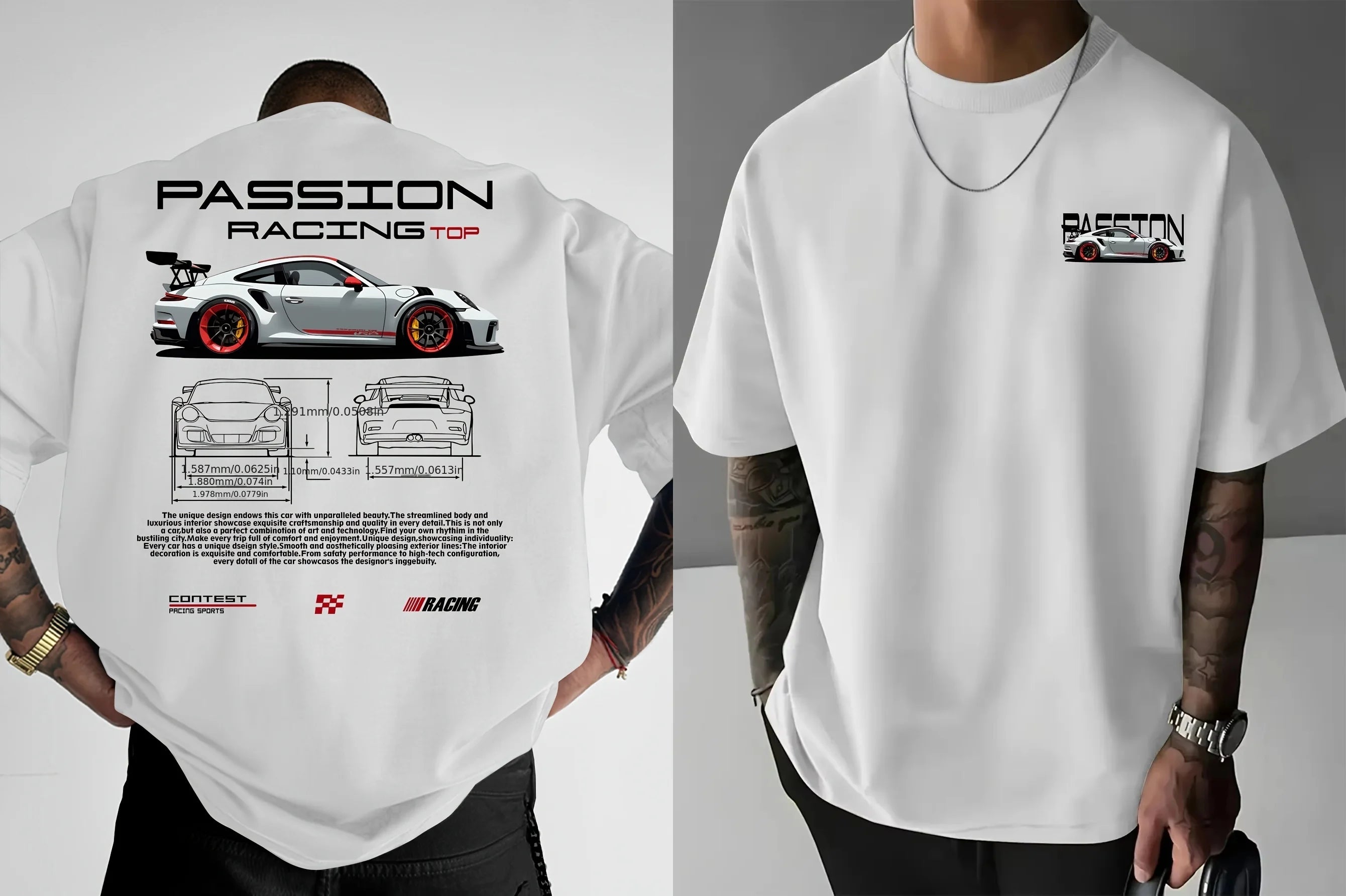 Camiseta unisex de verano con estampado de carreras
