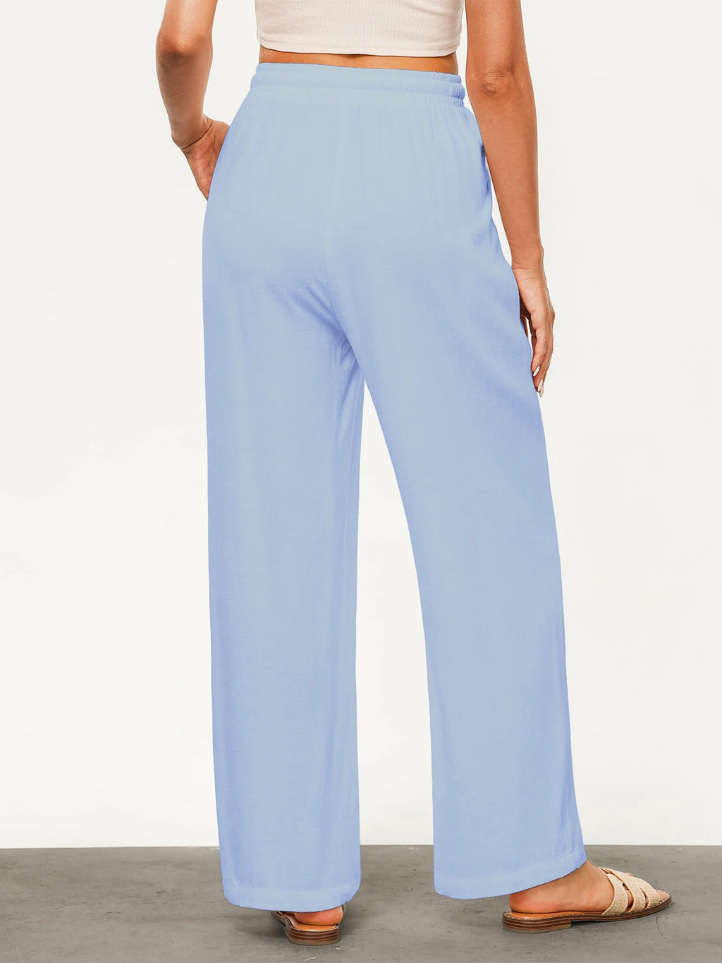 Pantalones casuales rectos con cordón ajustable