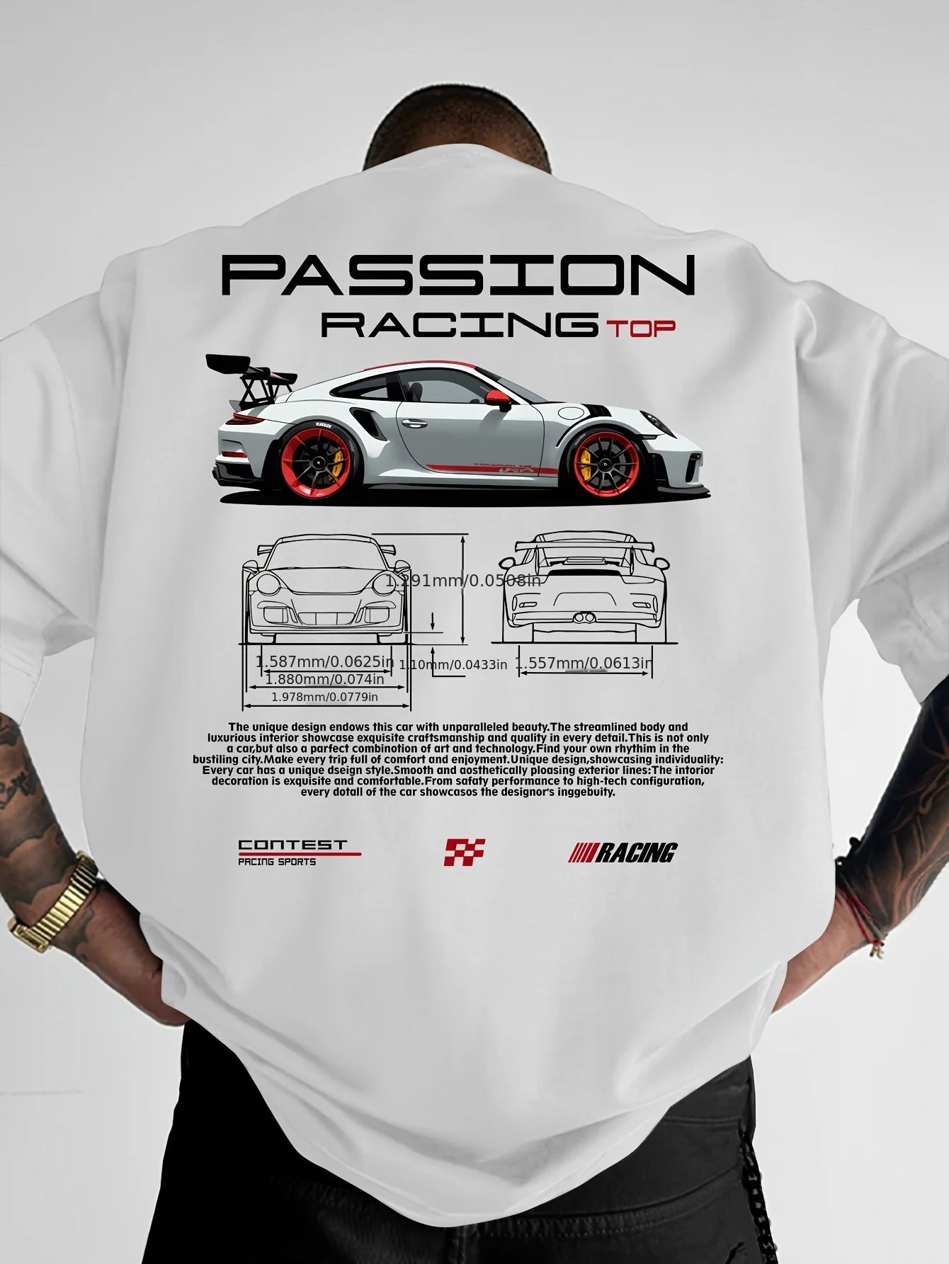 Camiseta unisex de verano con estampado de carreras