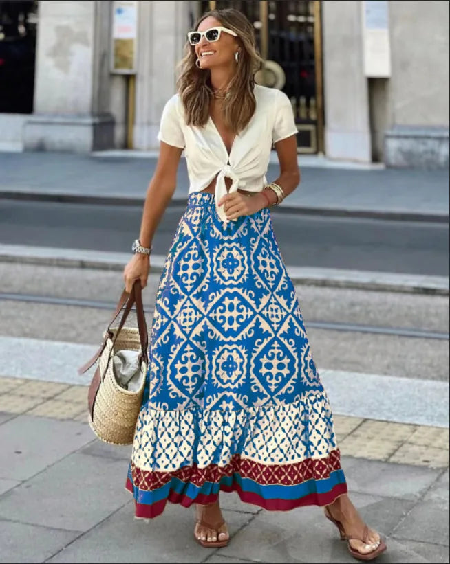 Falda Boho Patchwork Mujer