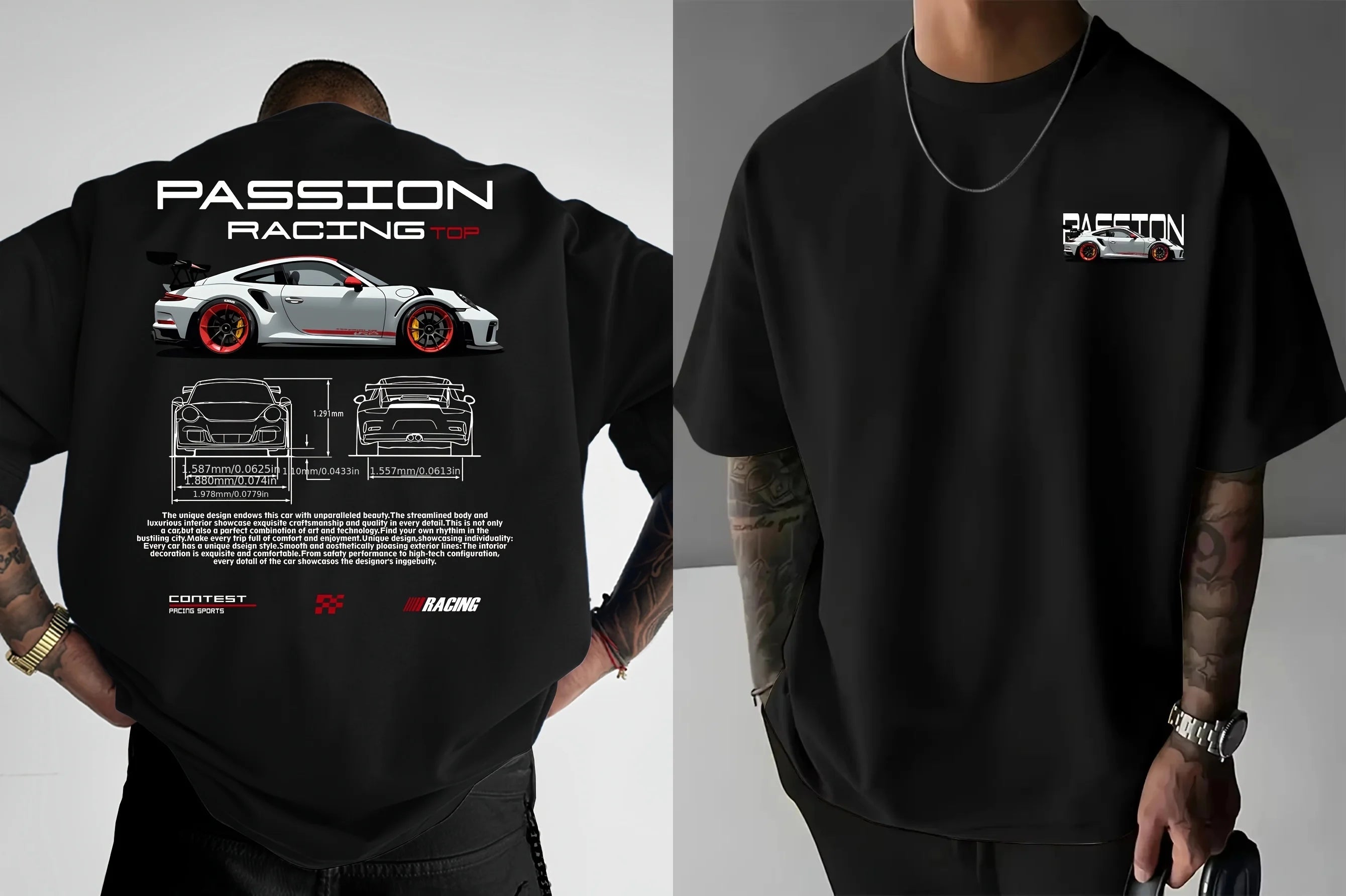 Camiseta unisex de verano con estampado de carreras