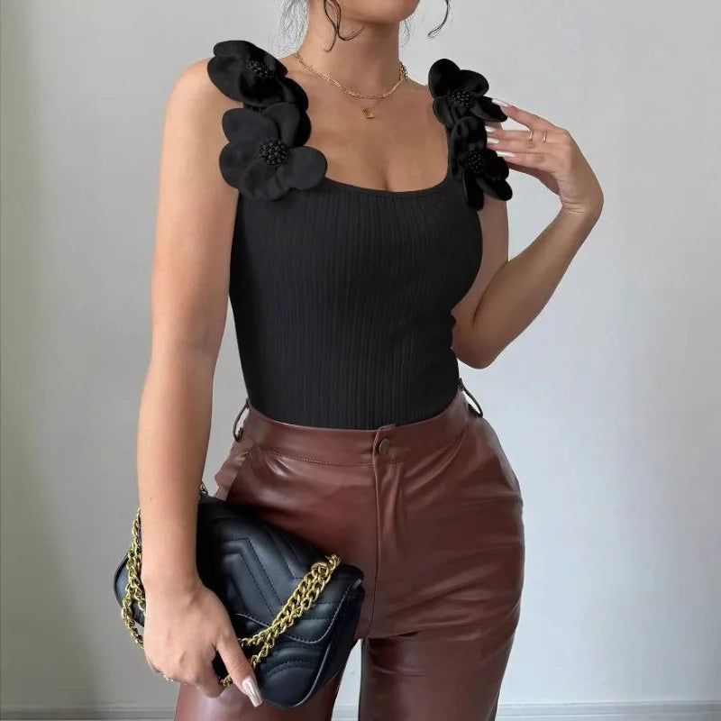 Camiseta sin mangas ajustada para mujer