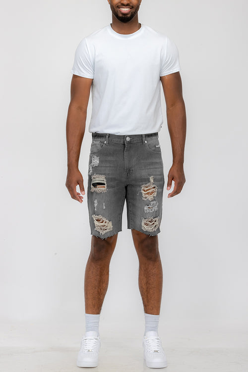 Pantalones cortos vaqueros desgastados para hombre